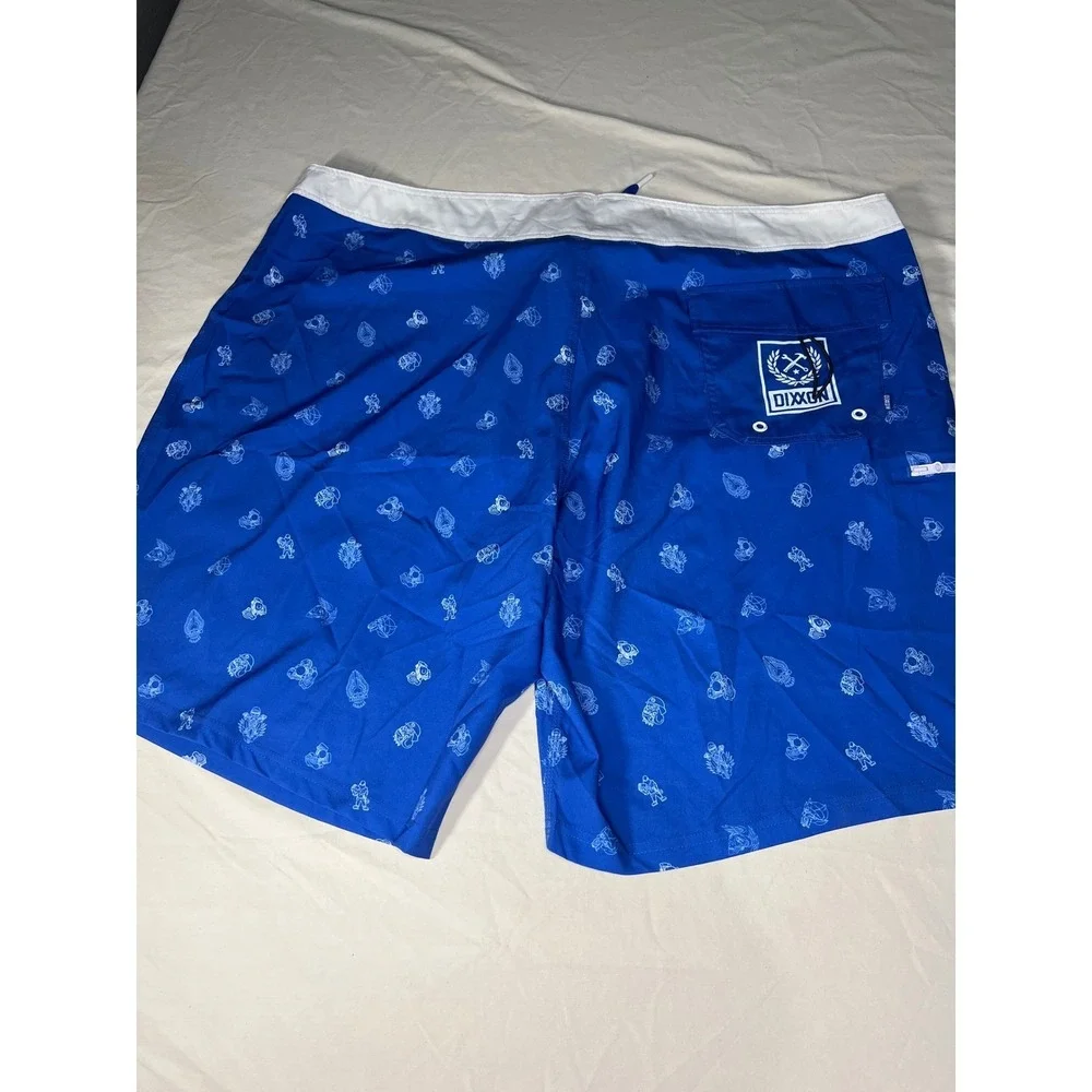 Dixon 46 Live Free Board Shorts Swim Trunks Blue Motorcycle Skulls Mens